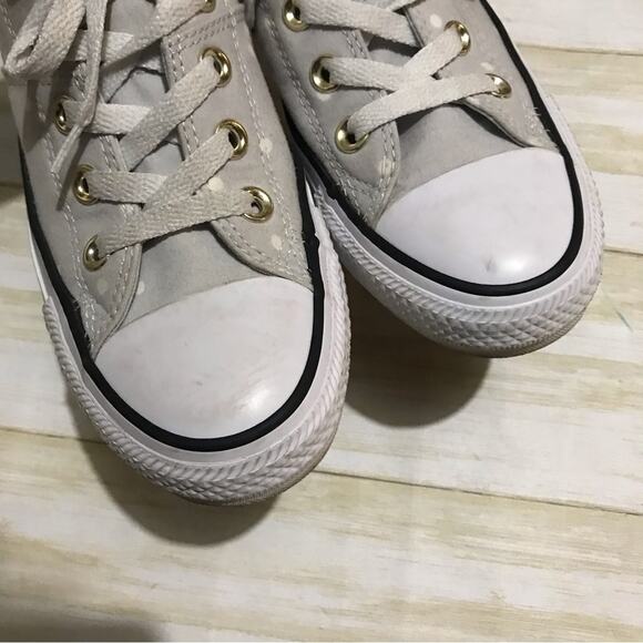 Converse Gray Polka Dot Low‎ Top Lace Up Sneakers Shoes Women’s Size 6 - Picture 2 of 7